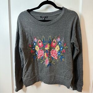embroidered floral crop sweatshirt